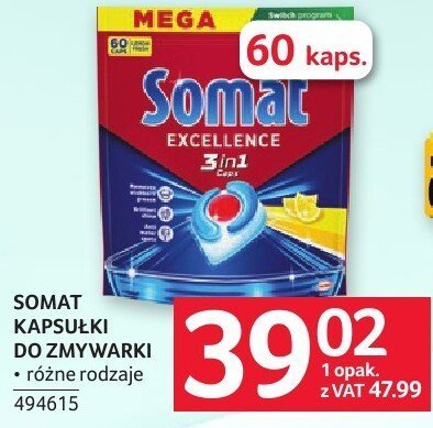 Kapsułki do zmywarki SOMAT 60 kaps. promocja w Selgros
