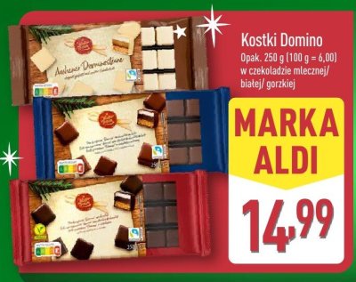 Czekolada Kostki Domino w czekoladzie gorzkiej promocja w Aldi