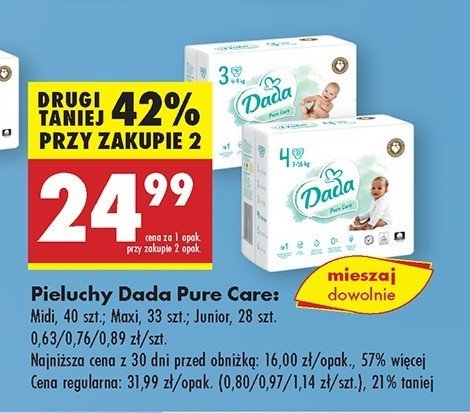 Pieluchy 5 junior Dada pure care promocja w Biedronka