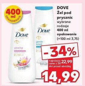 Żel pod prysznic glowing Dove care by nature promocja