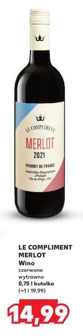 Wino Le compliment merlot promocja w Kaufland