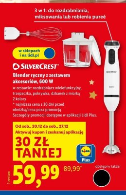 Blender ręczny z zestawem akcesoriów SilverCrest, 600 W promocja w Lidl