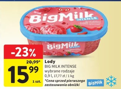 Lody Big Milk Intense promocja w Intermarche