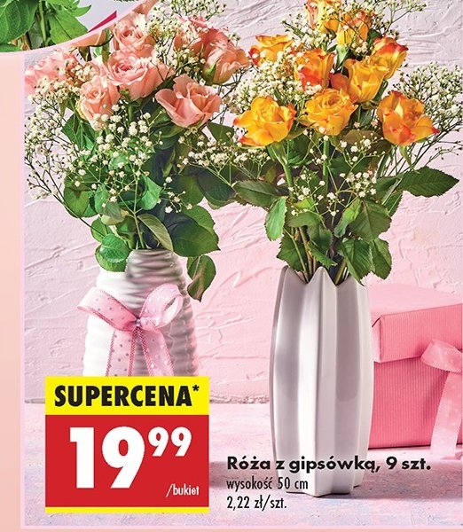 Róża z gipsówką 50 cm promocja