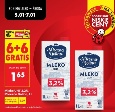 Mleko UHT 3,2%  promocja w Biedronka