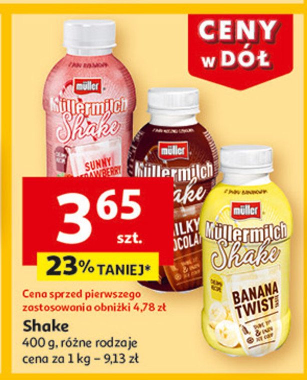 Napój mleczny banana twist Mullermilch shake promocja w Auchan