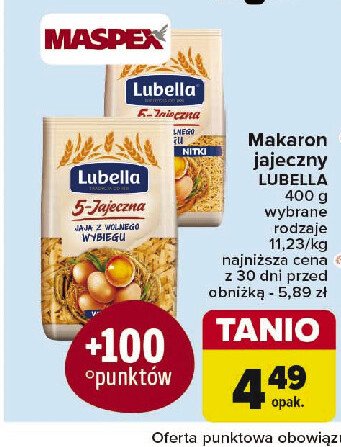 Makaron 5-jaj wstążki Lubella jajeczna promocja