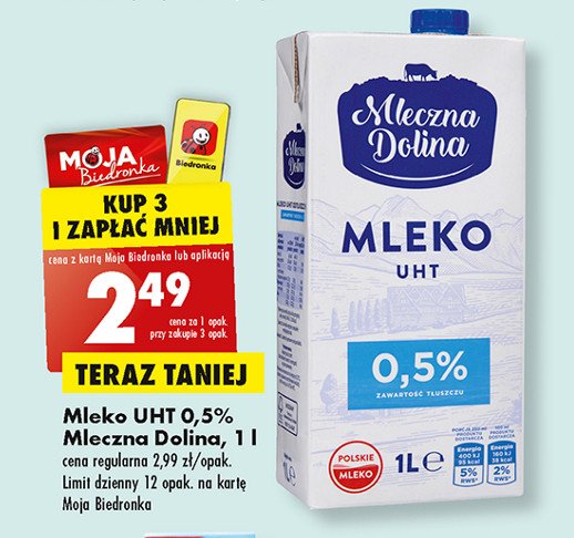 Mleko prawdziwe 0.5% Mleczna dolina promocja