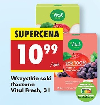Sok jabłkowo-winogronowy Vital fresh promocja w Biedronka