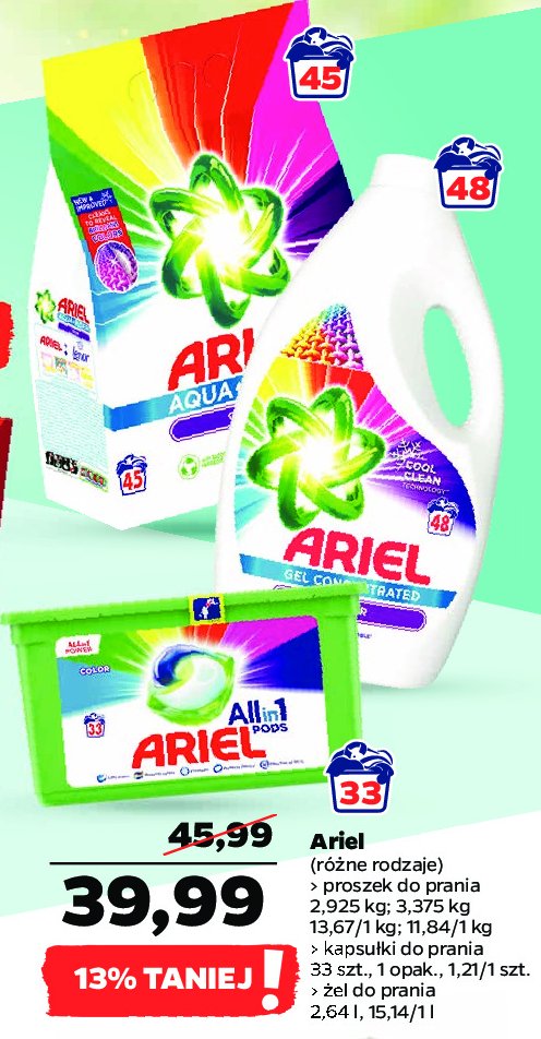 Kapsułki do prania color Ariel 3 in 1 promocje