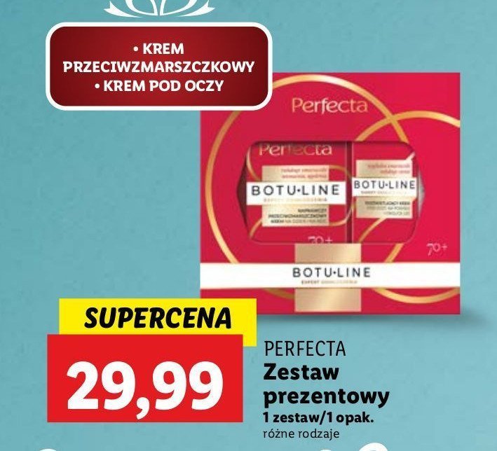 Zestaw w pudełku botu-line 70+ :krem przeciwzmarszczkowy na dzień i na noc 50 ml + krem pod oczy 15 ml Perfecta zestawy promocja