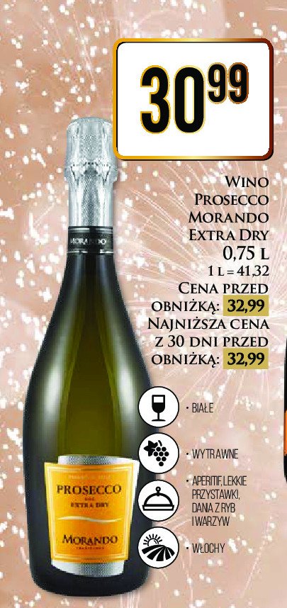 Wino PROSECCO SPUMANTE EXTRA DRY MORANDO DOC promocja