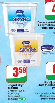 Jogurt skyr Maluta 2 rodzaje promocja w Dino
