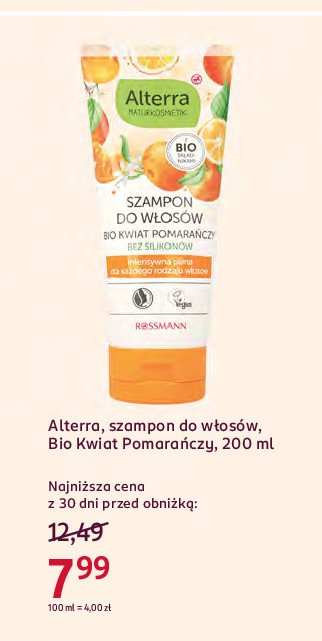 Szampon do włosów bio kwiat pomarańczy Alterra promocja