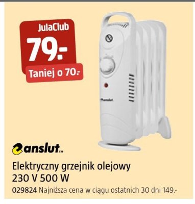 Grzejnik elektryczny olejowy Anslut 230V 500W promocja w Jula