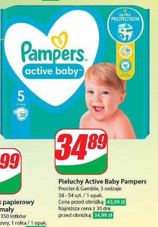 Pieluszki dla dzieci 5 Pampers active baby promocja w Dino