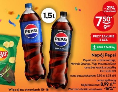 Napój Pepsi Cola różne rodzaje 1,5l promocja w Żabka