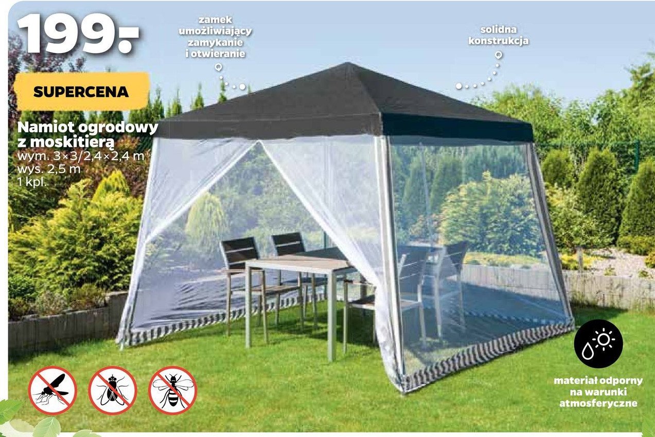 Namiot z moskitierą 3 x 3 /2.4 x 2.4 m Garden dream promocje