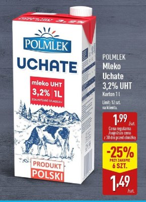 Mleko Uchate 3,2% UHT promocja w Aldi