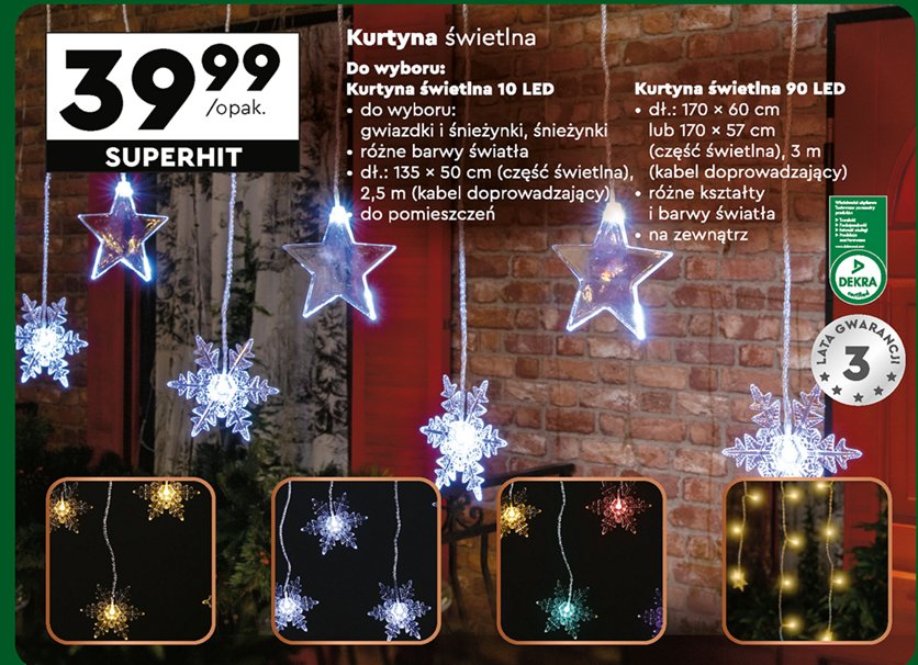 Kurtyna świetlna 90 led promocja w Biedronka