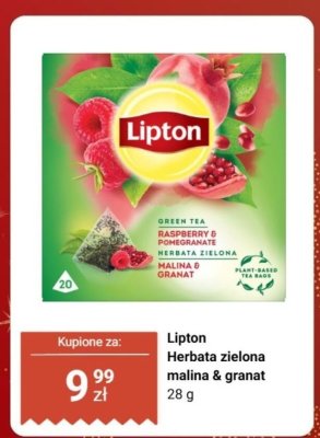 Herbata Lipton zielona malina & granat promocja w Biedronka