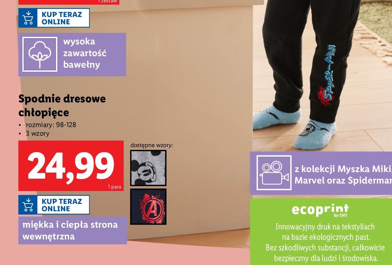 Spodnie dresowe chłopięce 98-128 cm avengers promocja w Lidl