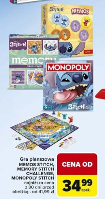 Gra planszowa MEMOS STITCH, MEMORY STITCH CHALLENGE, MONOPOLY STITCH promocja w Carrefour Market
