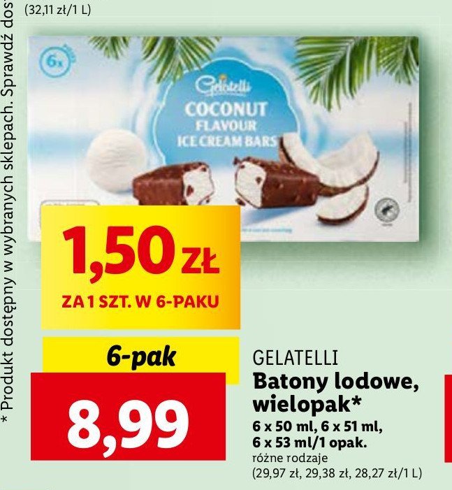 Batoniki lodowe coconut Gelatelli promocja