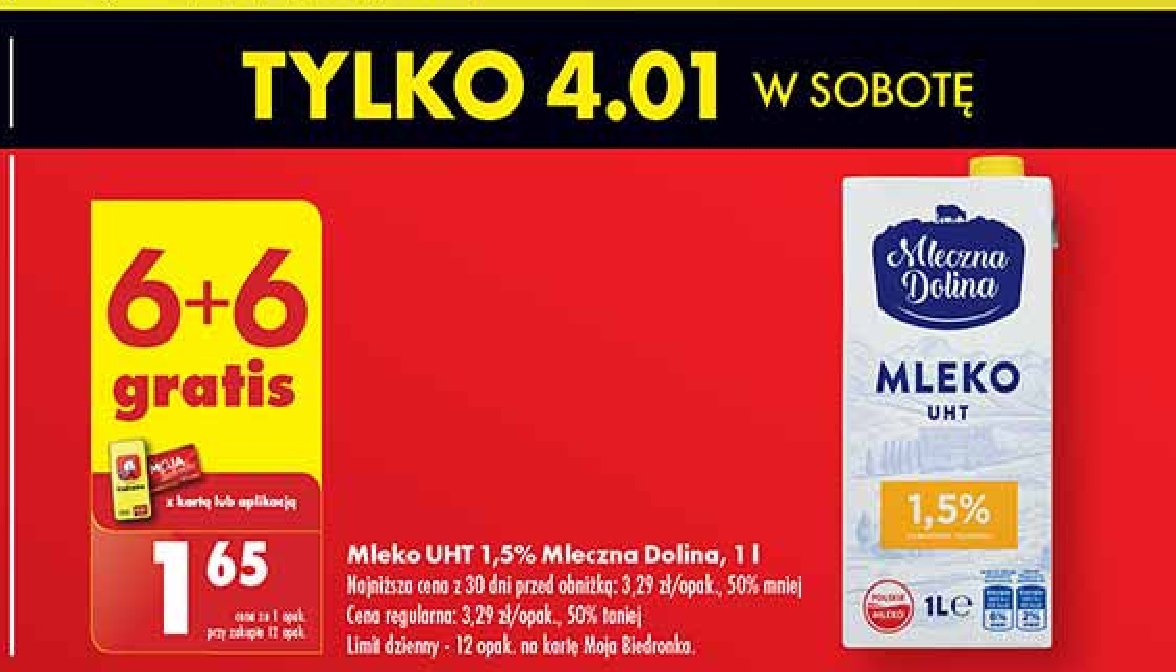 Mleko prawdziwe 1.5% Mleczna dolina promocja