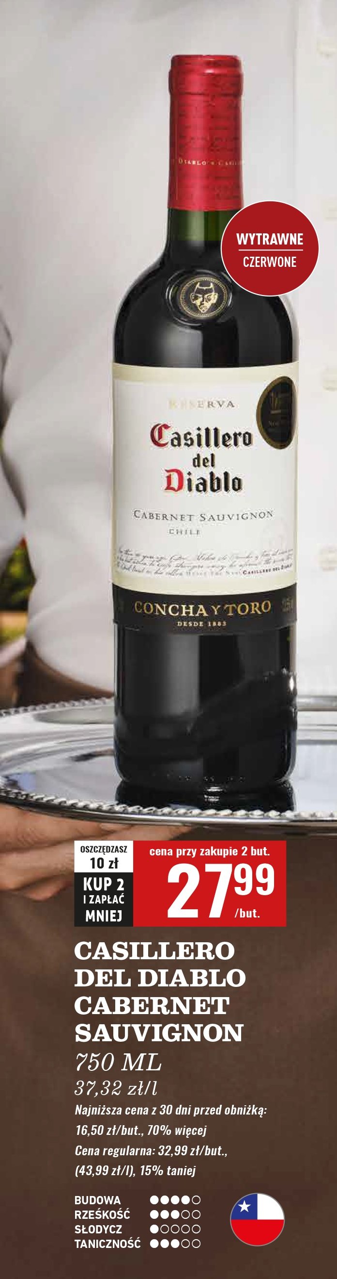 Wino CASILLERO DEL DIABLO CABERNET SAUVIGNON promocja w Biedronka
