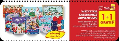 Kalendarz adwentowy wszystkie rodzaje 1+1 GRATIS promocja w Biedronka