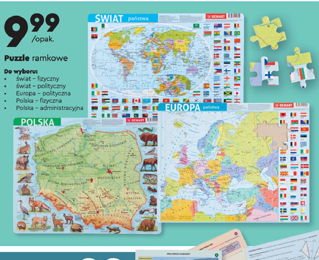 Puzzle ramkowe mapa 艣wiata fizyczna promocja