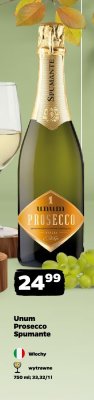 Wino musujące Unum Prosecco Spumante promocja w Netto
