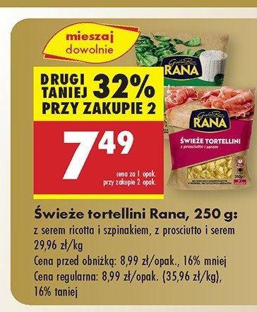 Pierożki tortellini z serem ricotta i szpinakiem Giovanni rana promocja w Biedronka