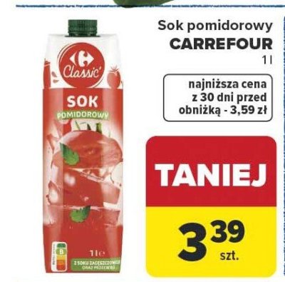 Sok pomidorowy K-classic promocja w Carrefour Market