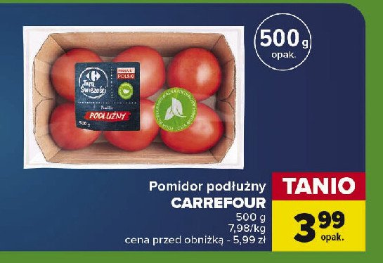 Pomidory czerwone podłużne Carrefour targ świeżości promocja