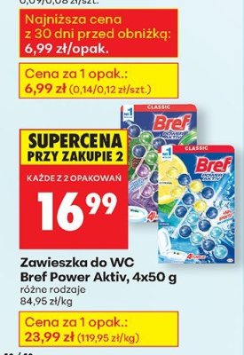 Zawieszka do WC Bref Power Aktiv, 4x50 g promocja w Biedronka