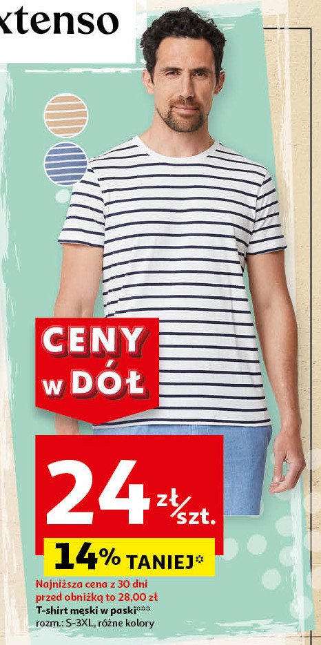 T-shirt męski w paski s-xxl Auchan inextenso promocja