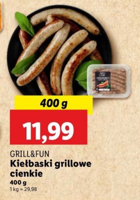 Kie艂baski grillowe cienkie Grill and fun promocja