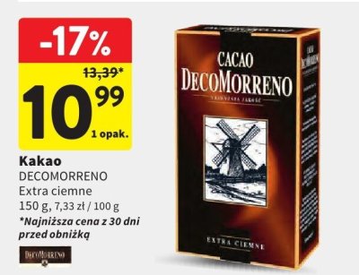 Kakao DECOMORRENO Extra ciemne 150 g promocja w Intermarche