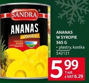 Ananas w syropie Sandra promocja w Selgros