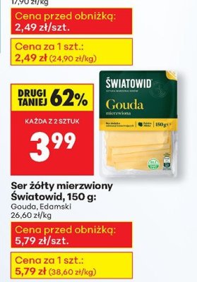 Ser żółty mierzwiony Światowid 150 g promocja w Biedronka