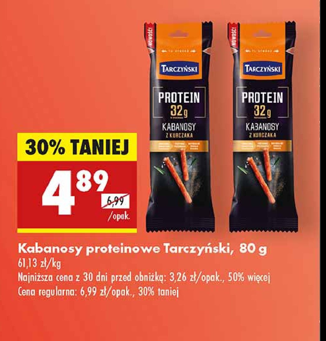 Kabanosy z kurczaka Tarczyński protein promocja w Biedronka