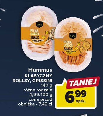 Hummus grissini z paluszkami PERLA TO GO promocja