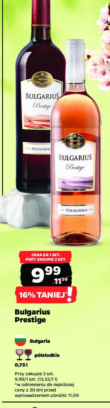 Wino BULGARIUS PRESTIGE SEMI SWEET promocja w Netto