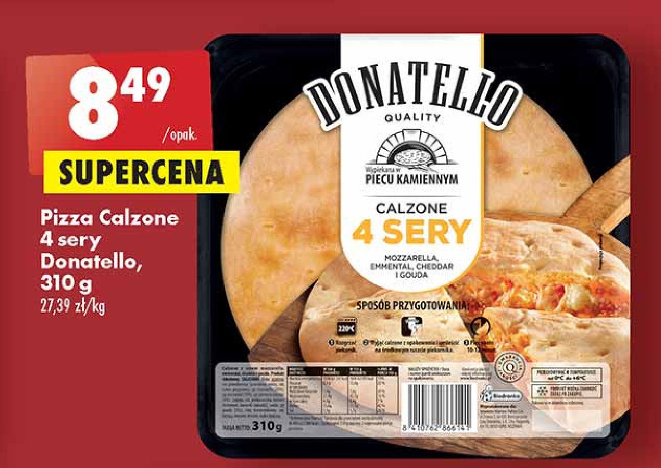 Ciasto calzone 4 formagii Donatello pizza promocja