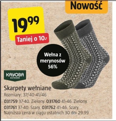 Skarpety wełniane KAYOBA różne rodzaje promocja w Jula