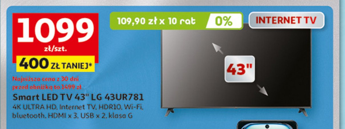 Telewi led 43" 43ur781 Lg promocja w Auchan