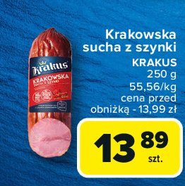 Kiełbasa krakowska sucha Krakus animex promocja w Carrefour