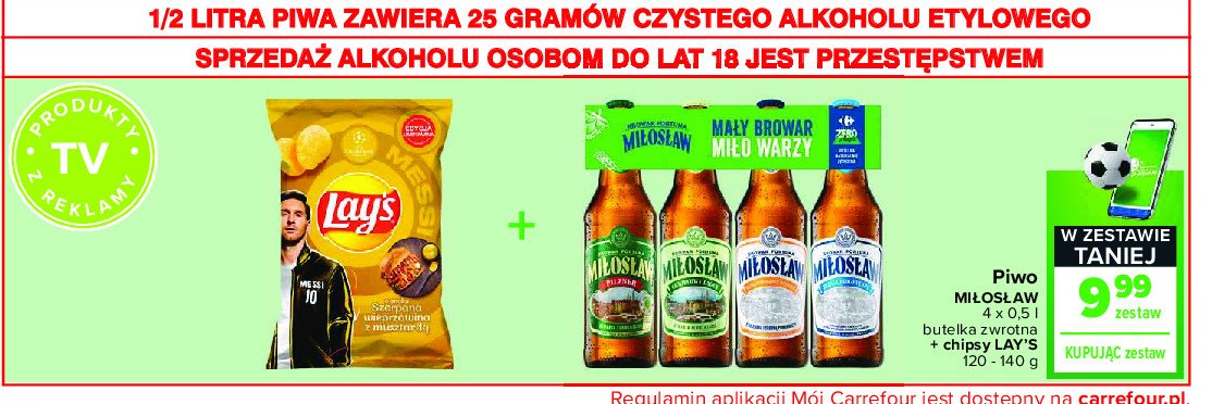 Piwo pilzner + chmielowy lager + bezalkoholowe witbier + bezalkoholowe + chipsy lays Miłosław zestaw promocja